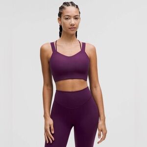 Lululemon Like a Cloud Longline Bra Ribbed size 4 Dramatic Magenta DMMG